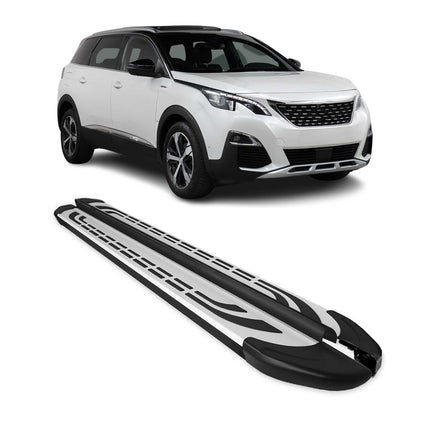 Trittbretter Seitenschweller Seitenbretter für Peugeot 5008 2017-24 Schwarz Alu