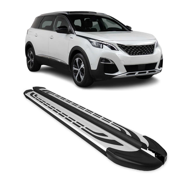 Trittbretter Seitenschweller Seitenbretter für Peugeot 5008 2017-24 Schwarz Alu