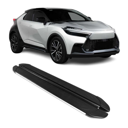 Trittbretter Seitenschweller für Toyota C-HR AX20 2023-2026 Alu Schwarz Silber