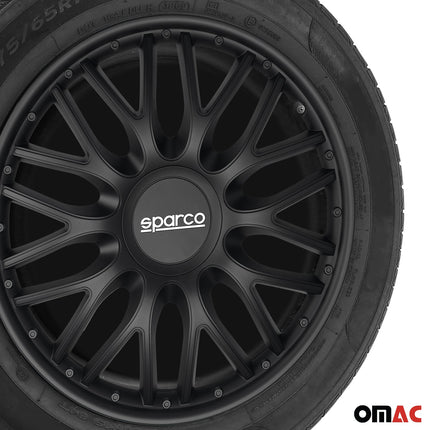 Radkappen Radzierblenden Sparco Roma 14" Zoll Auto Abdeckung Set Schwarz 4x