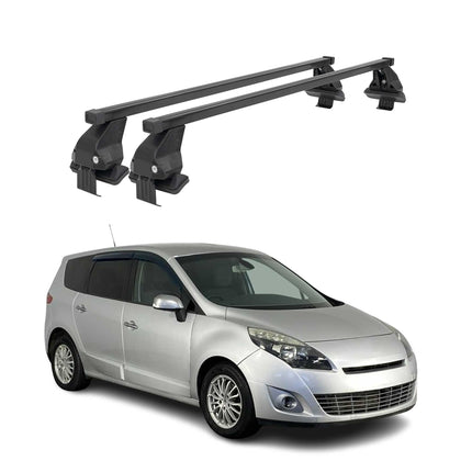 Menabo Dachträger für Renault Grand Scenic mk3 2009-2013 Pre-FL 50kg Schwarz 2x