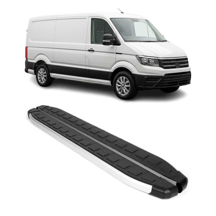 Trittbretter Seitenschweller für VW Crafter 2017-2026 L1 Schwarz Silber 2 tlg