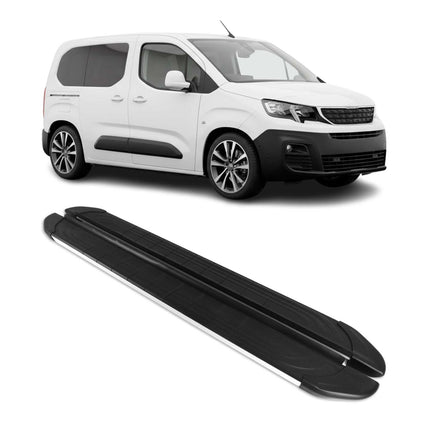 Trittbretter Seitenschweller für Peugeot Partner 2018-2026 Kombi L1 Schwarz Grau
