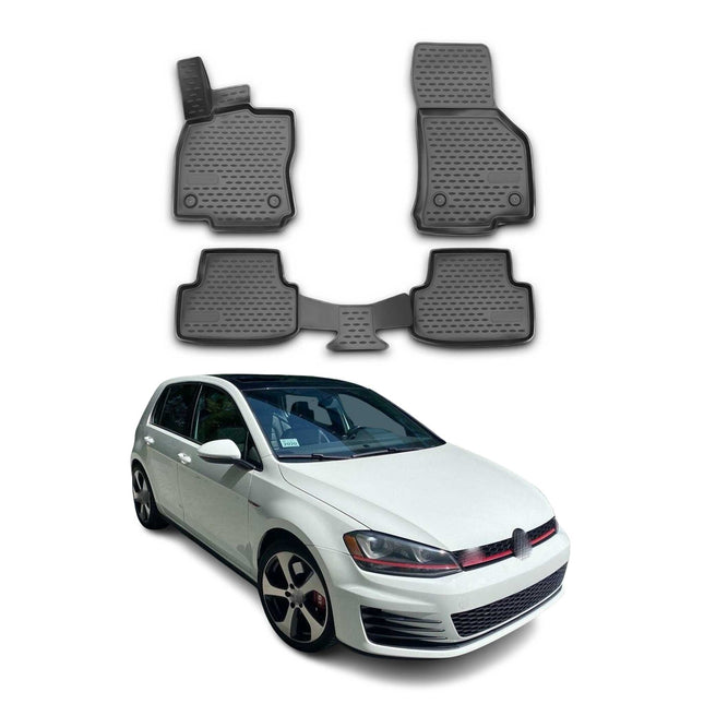 Fußmatten Gummimatten für VW Golf VII 2012-2019 3D Passform Hoher Rand Schwarz