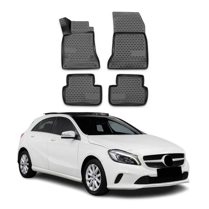 OMAC Gummimatten Fußmatten für Mercedes A Klasse W176 2012-2018 TPE Schwarz 4x