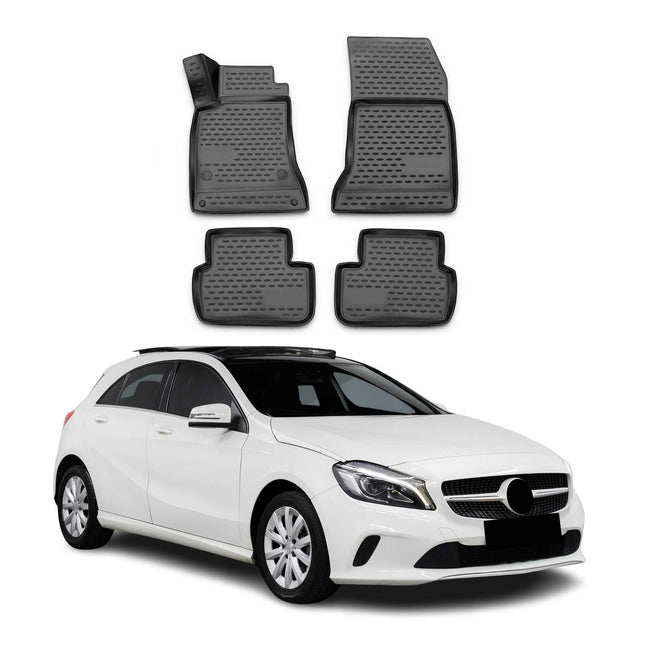 OMAC Gummimatten Fußmatten für Mercedes A Klasse W176 2012-2018 TPE Schwarz 4x