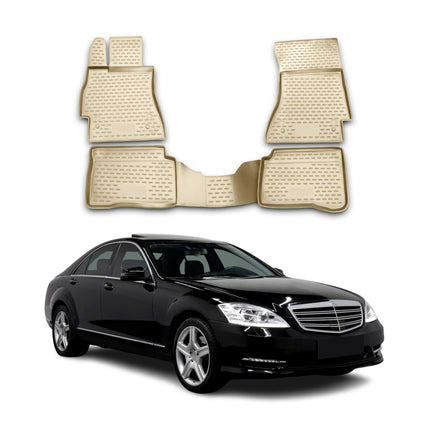 OMAC Gummimatten Fußmatten für Mercedes S Klasse W221 2005-2013 TPE Beige 4x