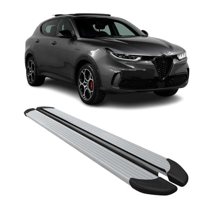 Trittbretter Seitenschweller für Alfa Romeo Tonale 2022-2026 Alu Silber 2 tlg