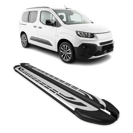 Trittbretter Seitenschweller für Fiat Doblo 2022-2026 Kombi L1 Silber Schwarz 2x