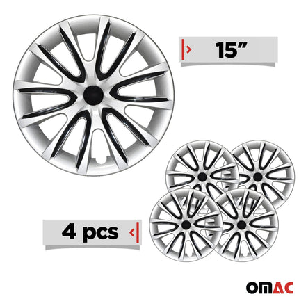 4x Radzierblenden Radblenden Radkappen für 15" Zoll Stahlfelgen Schwarz Grau