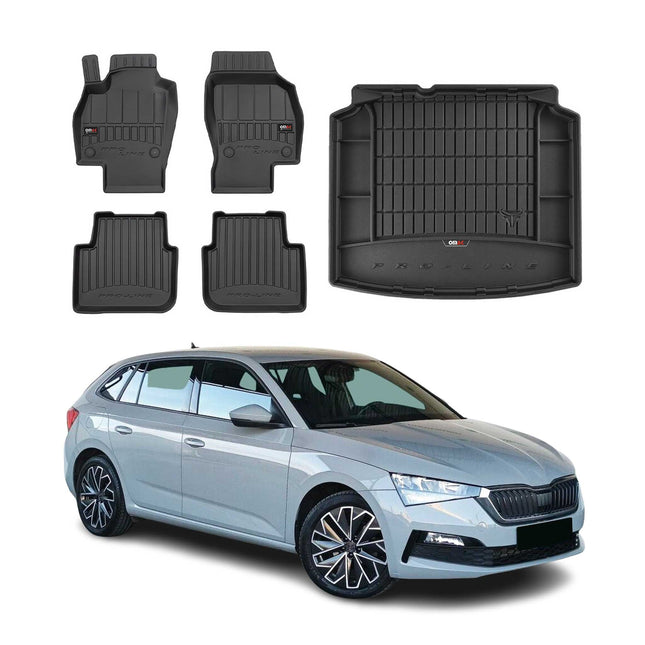 OMAC Fußmatten & Kofferraumwanne Set für Skoda Scala 2019-2026 Gummi Schwarz 5x