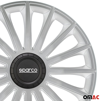 Radkappen Radzierblenden Sparco Treviso 16" Zoll Auto Abdeckung Set Silber 4x