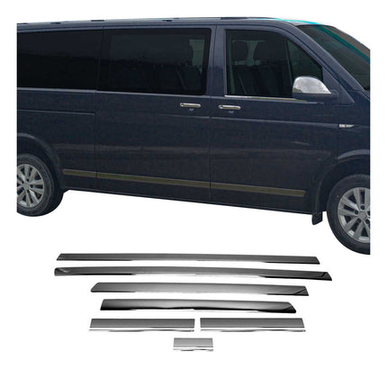 Seitentürleiste für VW T6 T6.1 alle 2015-2024 Einzelschibetür L2 Chrom Dunkel 7x