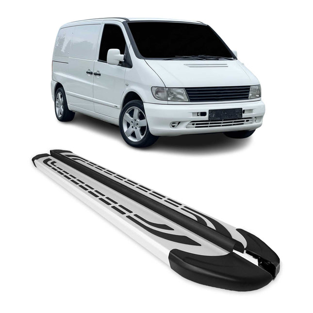 Trittbretter Seitenschweller für Mercedes Vito 1996-2003 L1/L2 Silber 2 tlg