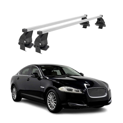 Menabo Dachträger Grundtäger für Jaguar XF X250 2008-2015 50kg Stahl Silber 2x