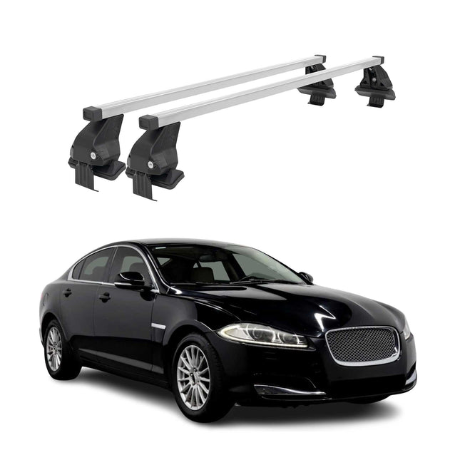 Menabo Dachträger Grundtäger für Jaguar XF X250 2008-2015 50kg Stahl Silber 2x
