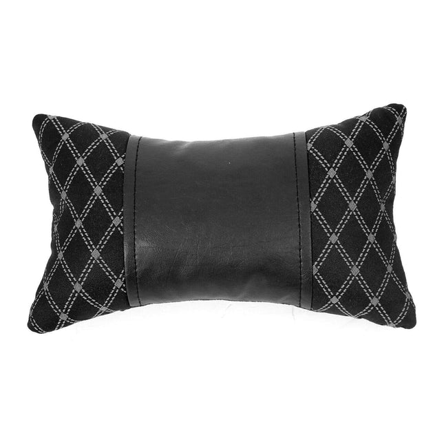 KFZ Auto Kopfstütze Sitzkissen Nackenstütze Textil & Leder Schwarz 8x30 cm