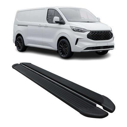 Trittbretter Seitenschweller für Ford Tourneo Custom 2023-2026 L2 Alu Schwarz 2x