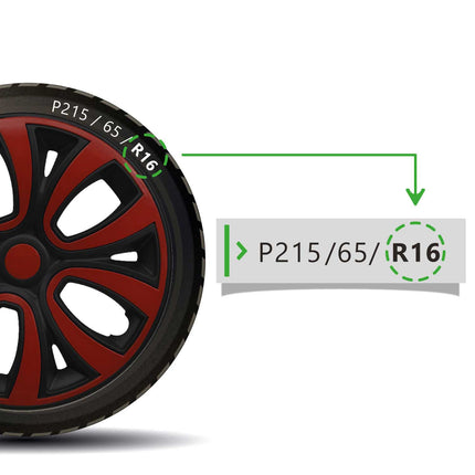4 Stück Radblenden Radkappen Radzierblenden 16" Zoll Stahlfelgen Schwarz-Rot