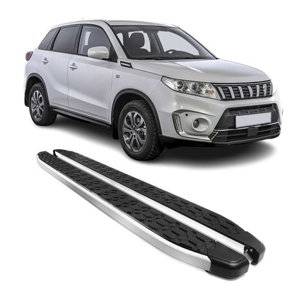 Alu Trittbretter Seitenschweller für Suzuki Vitara 2015-2026 Schwarz Silber 2tlg