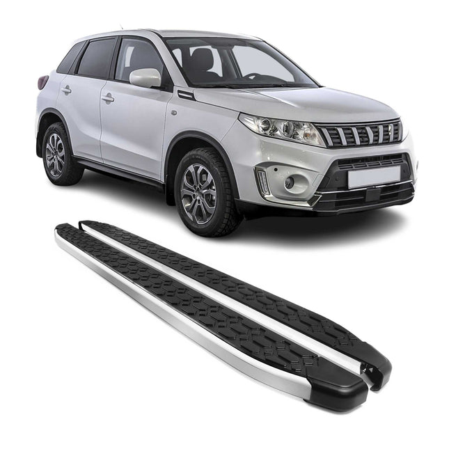Alu Trittbretter Seitenschweller für Suzuki Vitara 2015-2026 Schwarz Silber 2tlg