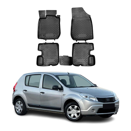 OMAC Gummimatten Fußmatten für Dacia Sandero 2008-2012 TPE Automatten Schwarz 4x