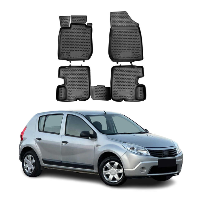OMAC Gummimatten Fußmatten für Dacia Sandero 2008-2012 TPE Automatten Schwarz 4x