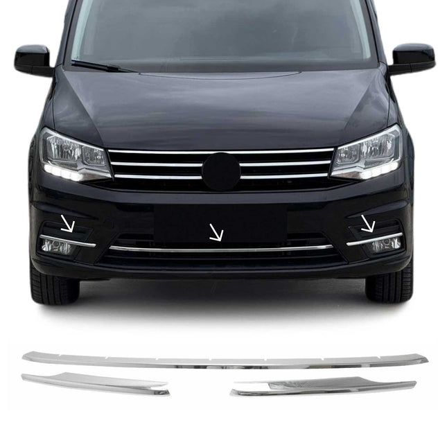 Kühlergrill Leisten Grillleisten für VW Caddy 2015-2020 Edelstahl Chrom 3tlg