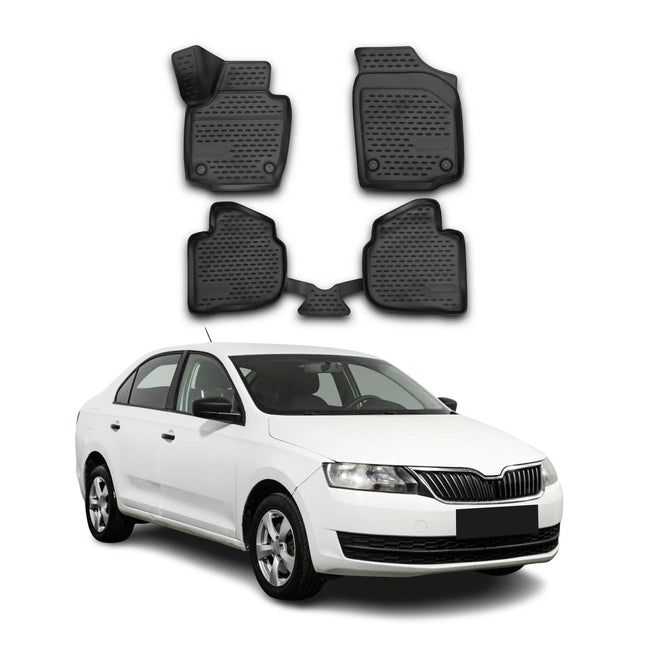 OMAC Gummimatten Fußmatten für Skoda Rapid 2012-2019 TPE Automatten Schwarz 4x