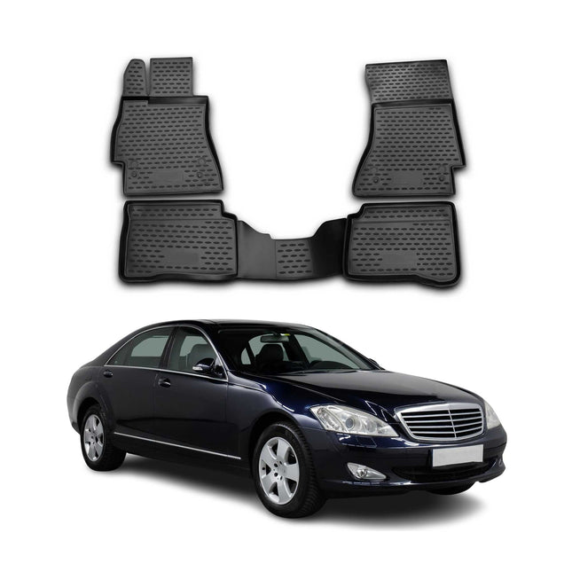 OMAC Gummimatten Fußmatten für Mercedes S Klasse Kurzer W221 2005-2013 TPE 4x