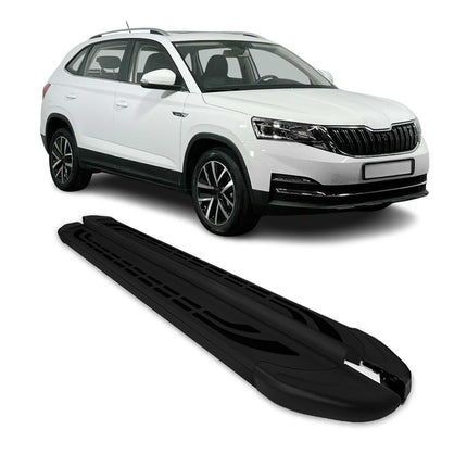 Trittbretter Seitenschweller für Skoda Kamiq 2019-2026 Schwarz Aluminium 2 tlg