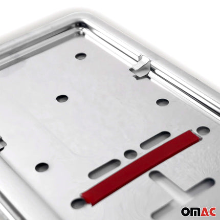 Kennzeichenhalter Nummernschildhalter für Skoda Edelstahl Chrom Silber 2x