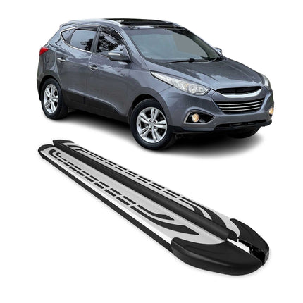 Trittbretter Seitenschweller Seitenbretter für Hyundai ix35 2009-16 Schwarz Alu