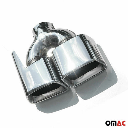 Auspuffblende Endrohr für Mercedes A Klasse 2012-2018 Doppel Stahl Chrom 2tlg