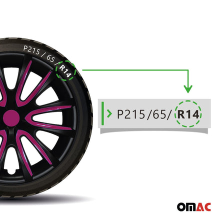 Radblenden Radkappen Radzierblende für 16" Zoll Stahlfelgen Matt Schwarz Lila 4x