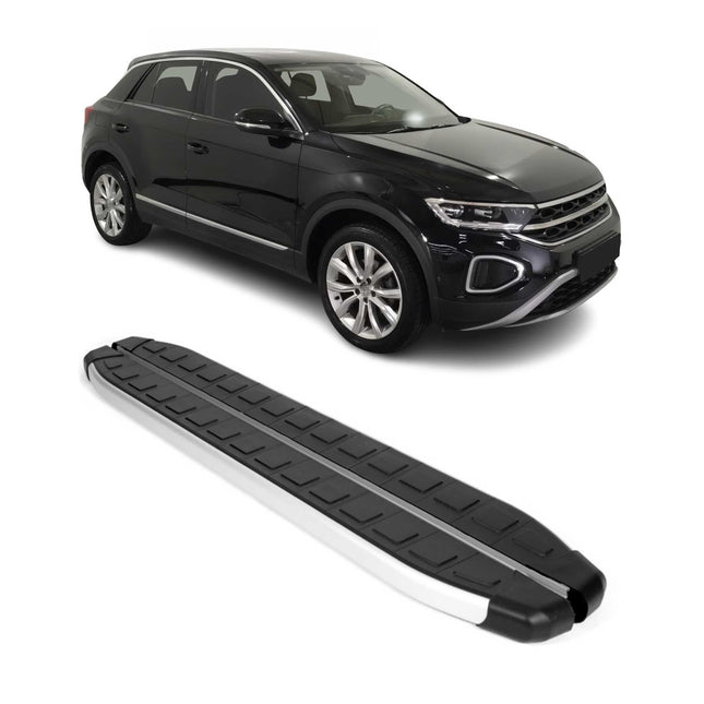 Trittbretter Schweller Seitenschweller für VW T-Roc 2017-2025 Silber Schwarz 2x