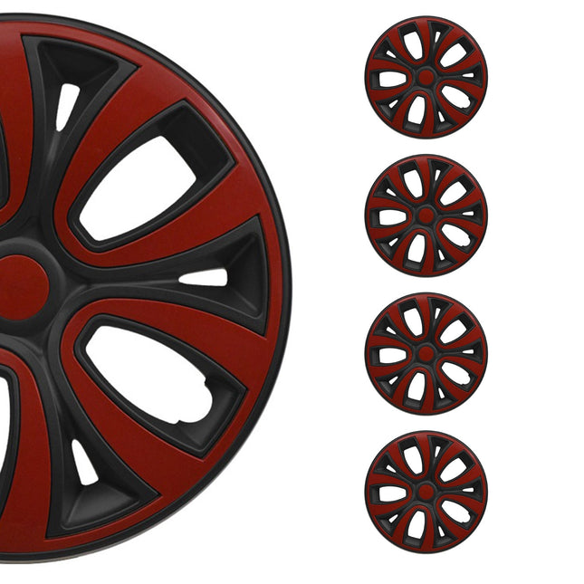 4x Radzierblenden Radblenden Radkappen für 14" Zoll Stahlfelgen Rot Schwarz