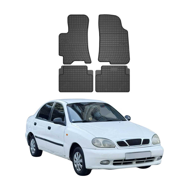 OMAC Gummi Fußmatten für Daewoo Lanos 1997-2002 Automatten Gummi Schwarz 4tlg