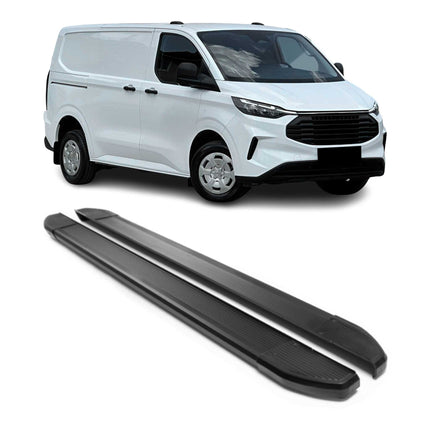 Trittbretter Seitenschweller für Ford Tourneo Custom 2023-2026 L1 Schwarz Alu 2x