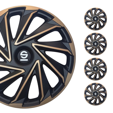 Radkappen Radzierblenden Sparco Varese 16" Zoll Abdeckung Set Gold Schwarz 4x