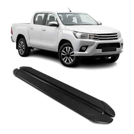 Trittbretter Seitenschweller für Toyota Hilux DoubleCab 2015-2026 Alu Schwarz 2x