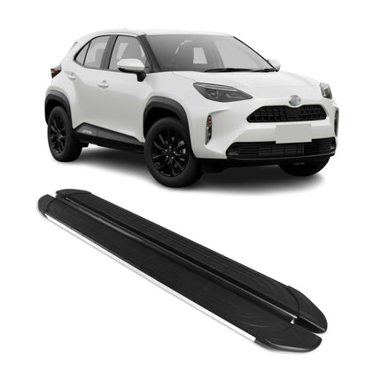 Seitenschweller Trittbretter für Toyota Yaris Cross 2021-2026 Silber 2 tlg