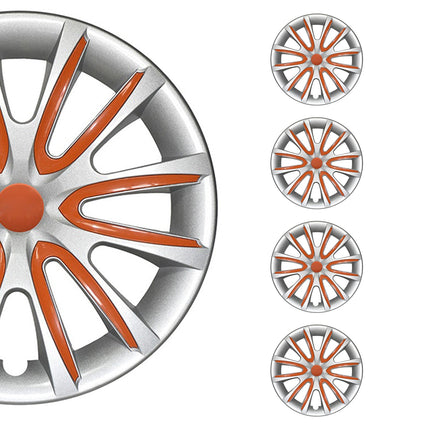 4x Radblenden Radkappen Radzierblenden für 14" Zoll Stahlfelgen Grau Orange