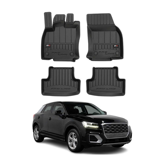 OMAC Gummi Fußmatten für Audi Q2 2017-2026 Premium TPE 3D Automatten Schwarz 4x