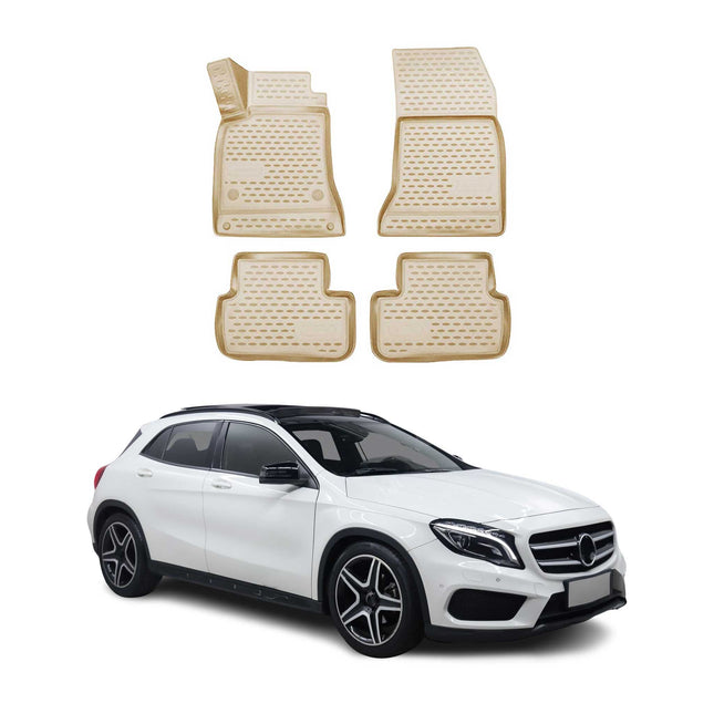 OMAC Gummimatten Fußmatten für Mercedes GLA Klasse 2014-2020 TPE Matten Beige 4x