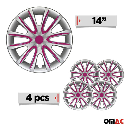 4x Radblenden Radkappen Radzierblenden für 14" Zoll Grau Lila