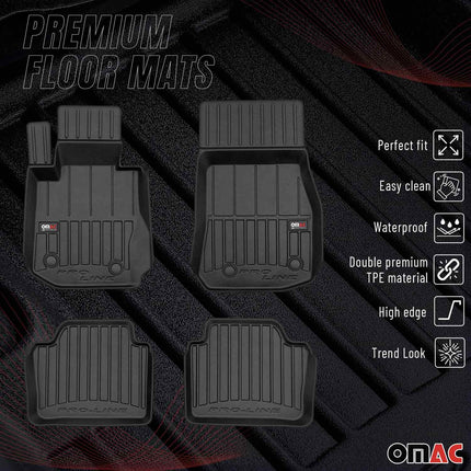OMAC Gummi Fußmatten für BMW 4er F36 Grand Coupe 2014-2021 Premium Schwarz 4x