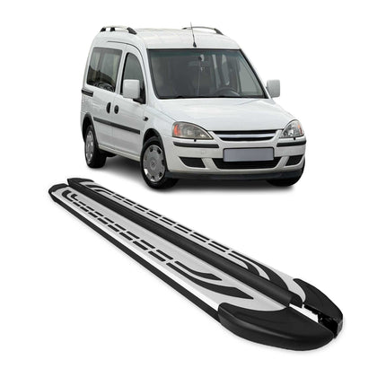 Trittbretter Seitenschweller für Opel Combo 2001-2011 Silber Schwarz 2 tlg