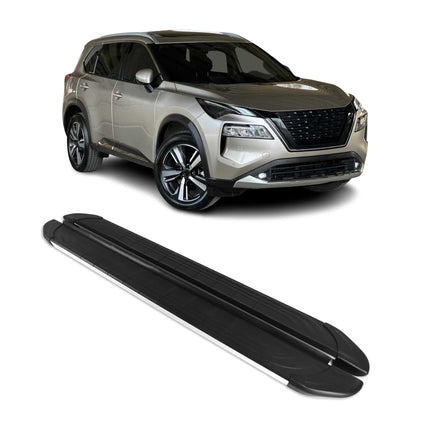 Trittbretter Seitenschweller für Nissan X-Trail 2022-2026 Alu Schwarz Silber