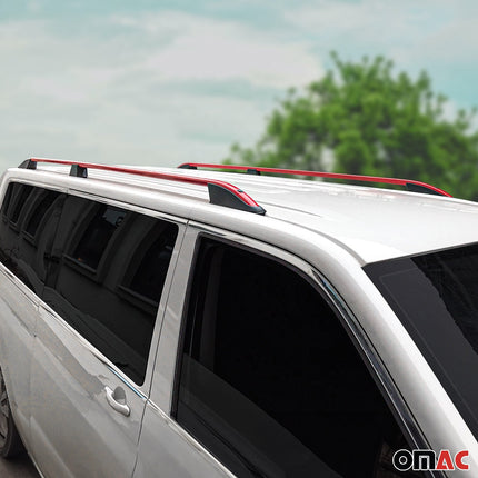 Dachreling Dachgepäckträger für VW Caddy Maxi 2003-2020 Aluminium Rot Schwarz 2x